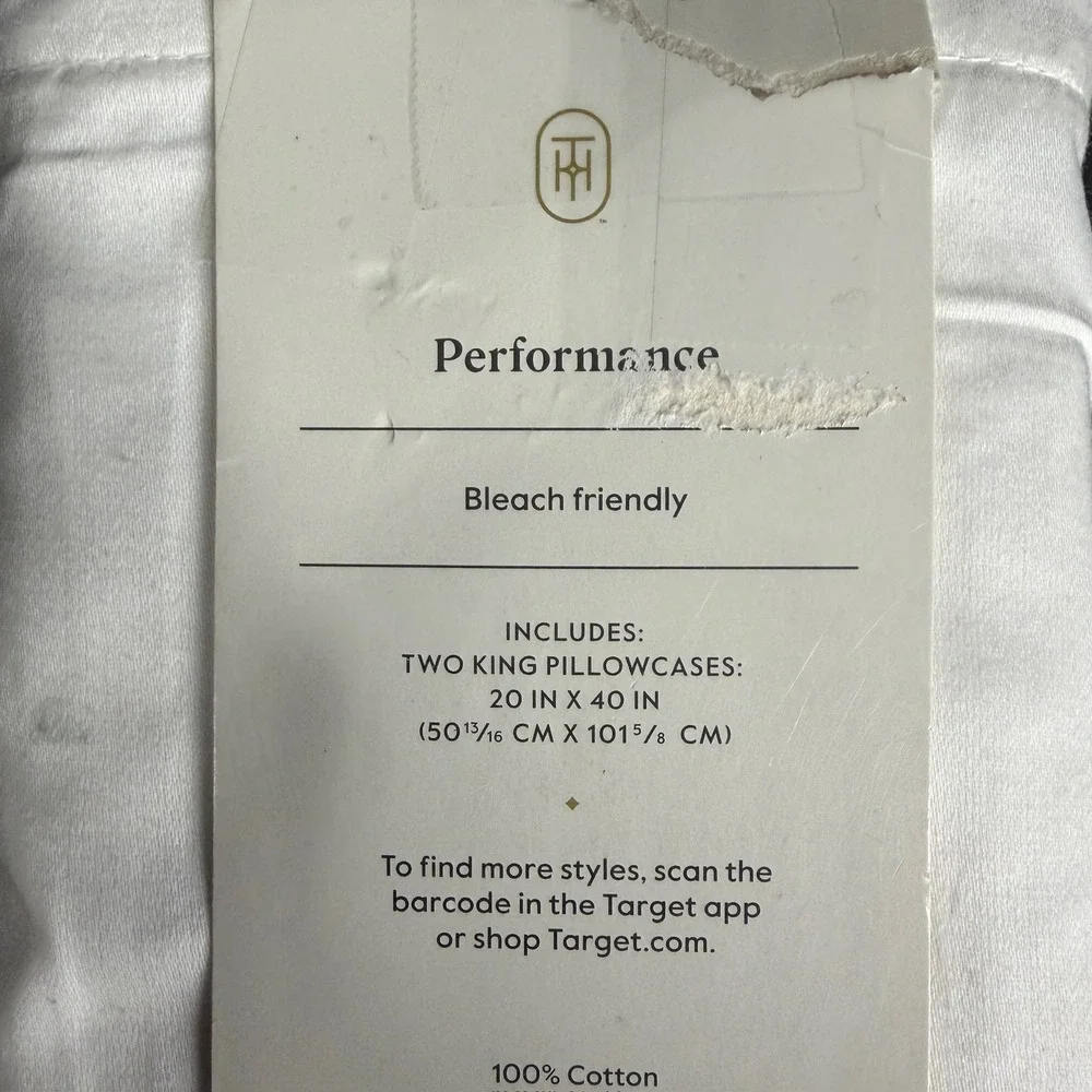 King Solid Performance 400 Thread Count Pillowcase Set White - Threshold
